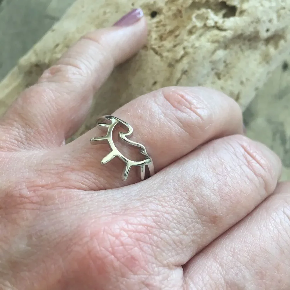 Sterling Silver Sun and Wave Ring Size 6